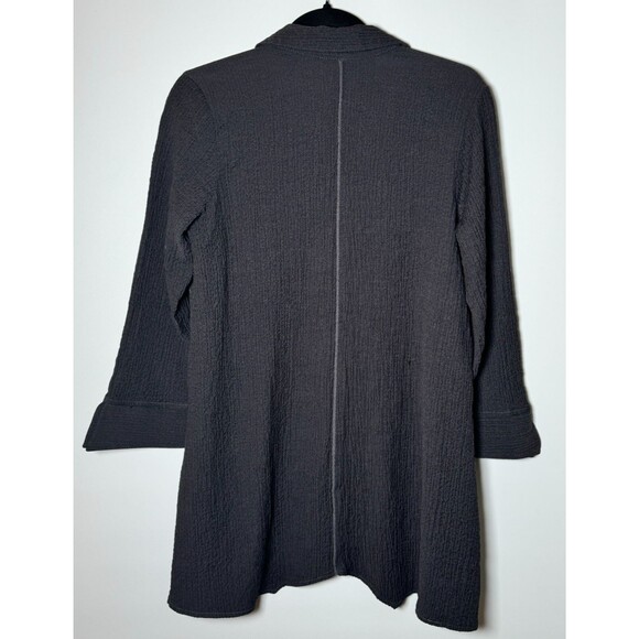 Habitat Gray Tunic Blouse XS Textured Crepe Button Front Artsy Layering Top - Picture 4 of 14